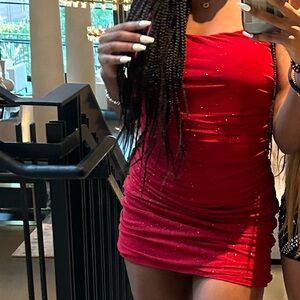 red sparkly mini dress super cute